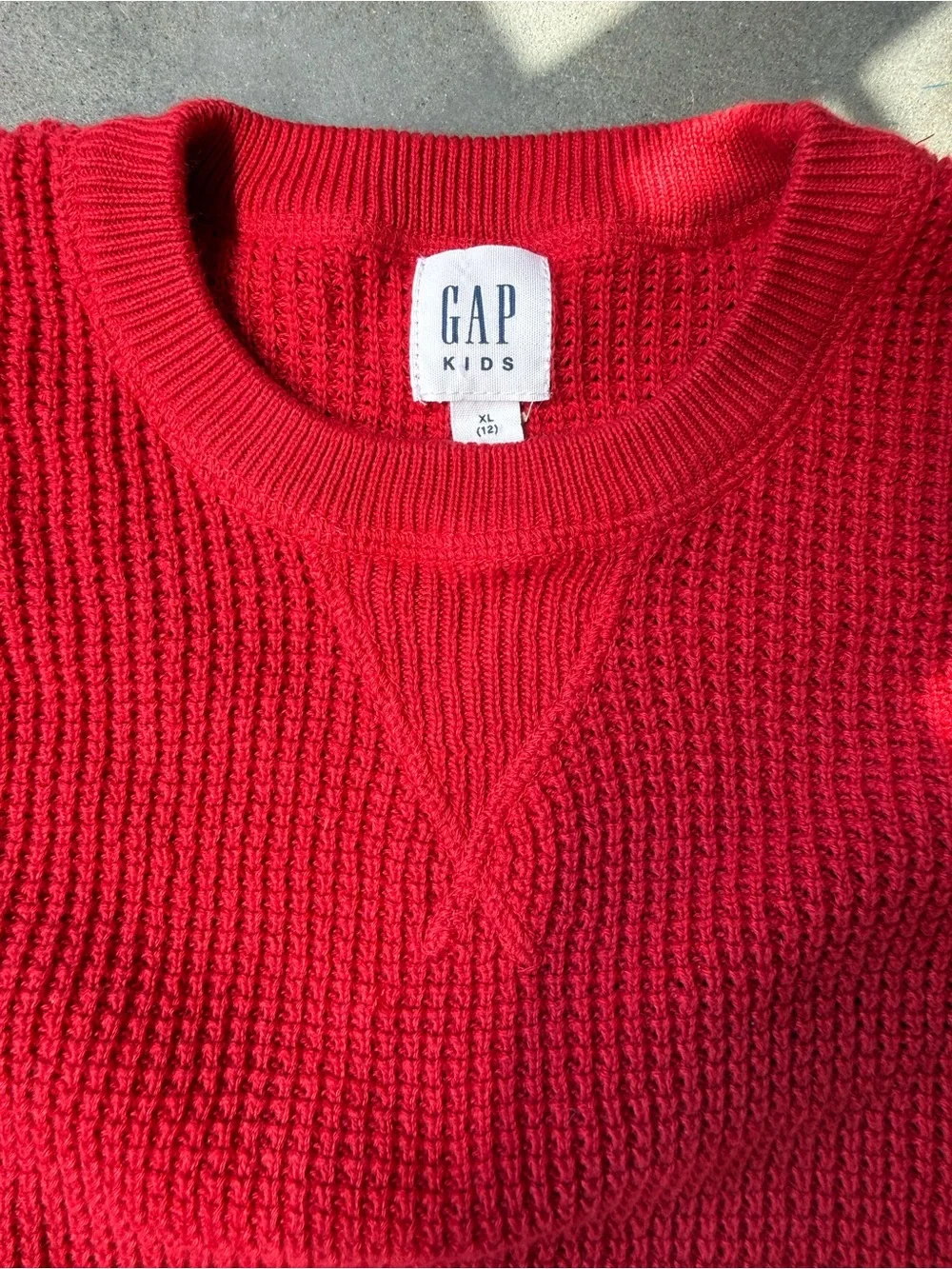 GAP 100% Cotton Red Crewneck Knit Sweater